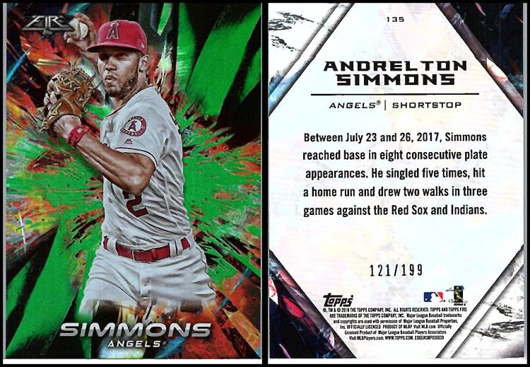 2018 Topps Fire Green #135 Andrelton Simmons  /199 Los Angeles Angels